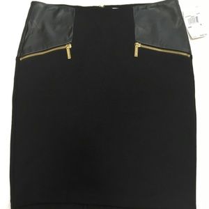Micheal Kors Black Skirt with Leather Accents